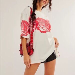 NWOT Free People x The Bureau Wild Rose Oversized Tee